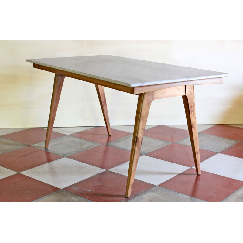 Vintage dining table in Italian Carrara marble Scandinavia 1950