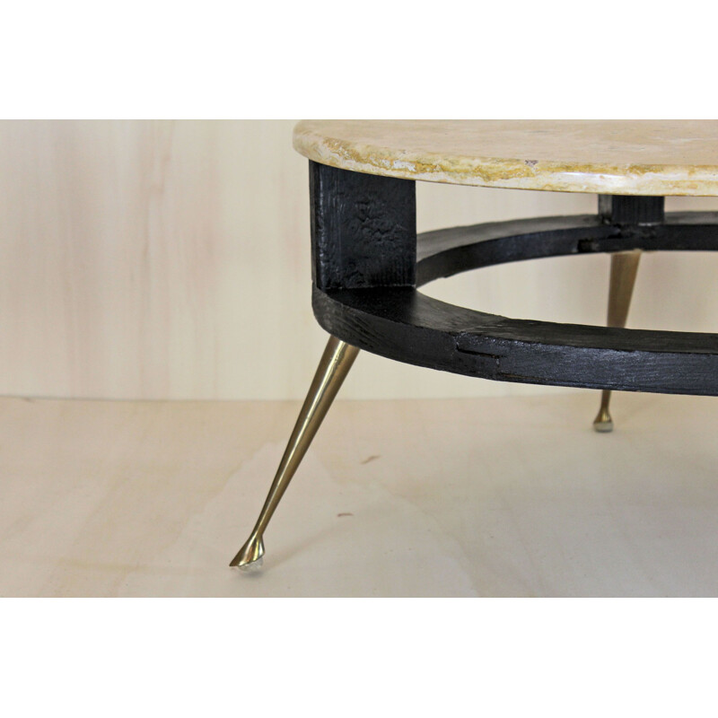 Vintage Italian Coffee Table With Yellow Marble Top 1950s