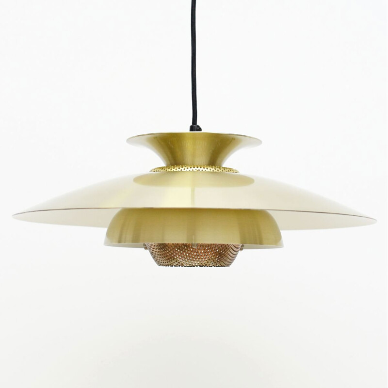 Vintage Danish Pendant Lamp In Golden Brass 1960s