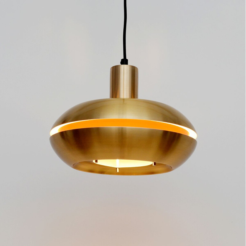 Vintage Danish Pendant Lamp In Golden Brass 1960s