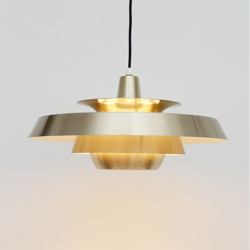 Vintage Pendant Lamp In Golden Brass Danish 1960s