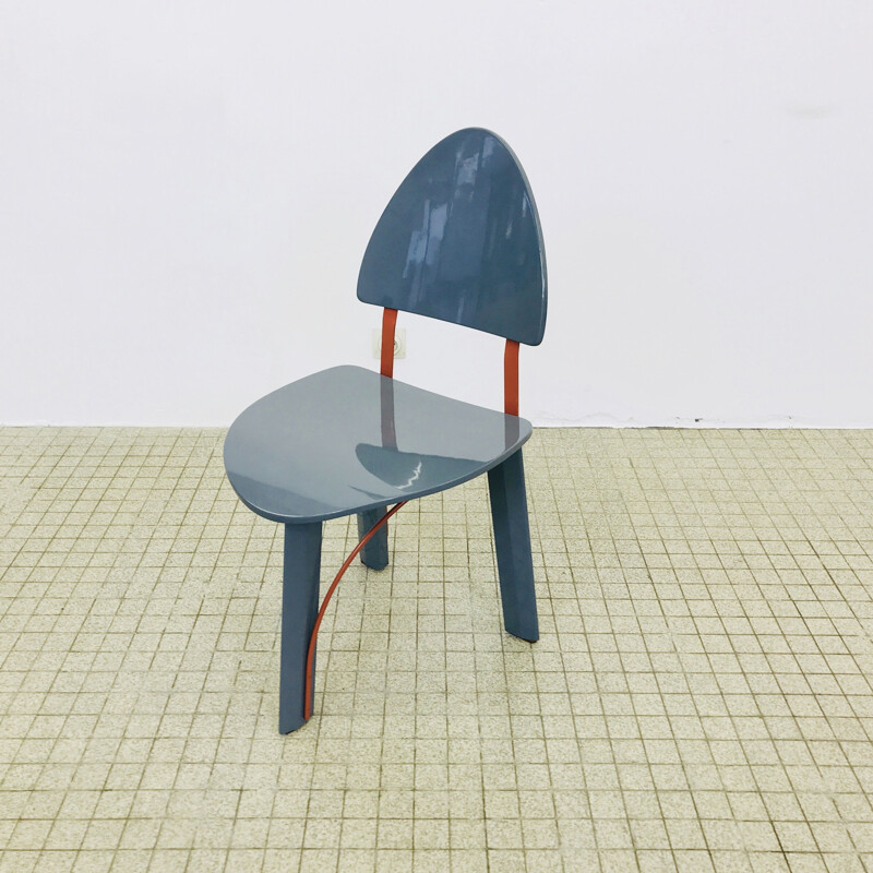 Lot de 4 chaises de salle à manger vintage style memphis par Pozzi  1984