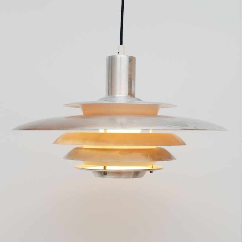 Vintage Pendant Lamp In silvercopper Danish 1960s