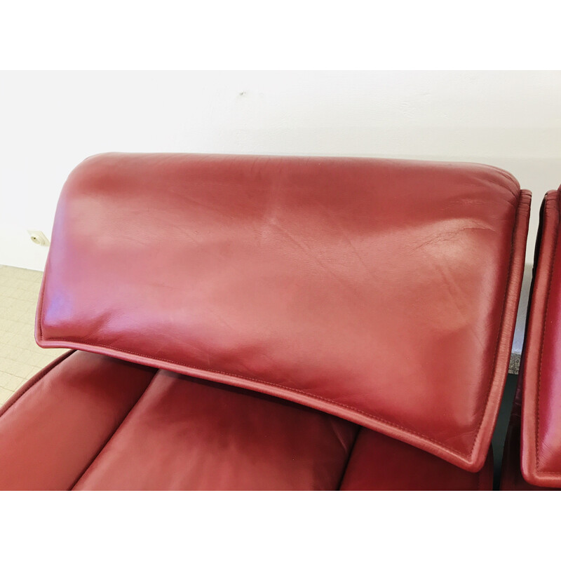 Vintage Cassina Veranda 3seater sofa in Burgundy leather by Vico Magistretti 1983s