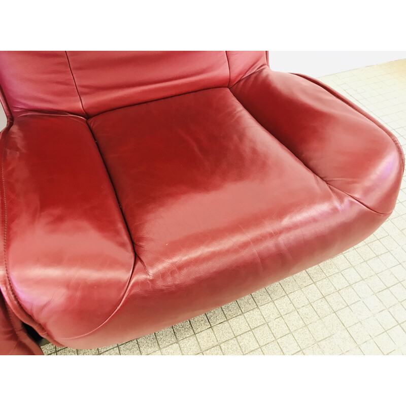 Vintage Cassina Veranda 3seater sofa in Burgundy leather by Vico Magistretti 1983s