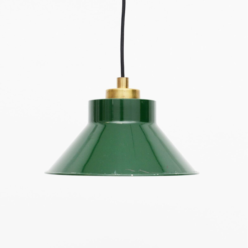 Vintage green hanging lamp Danish 1950s