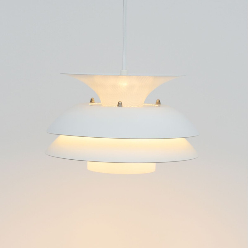 Vintage J. Utzon white hanging lamp Danish 1970s