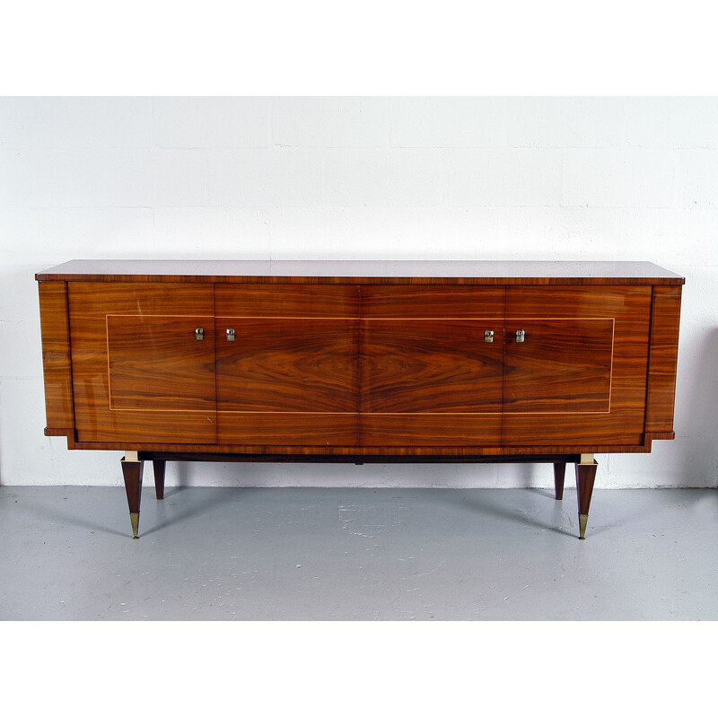 Midcentury Bowfront Sideboard in Lacquered Birch Boxwood Hardwood French 1950s