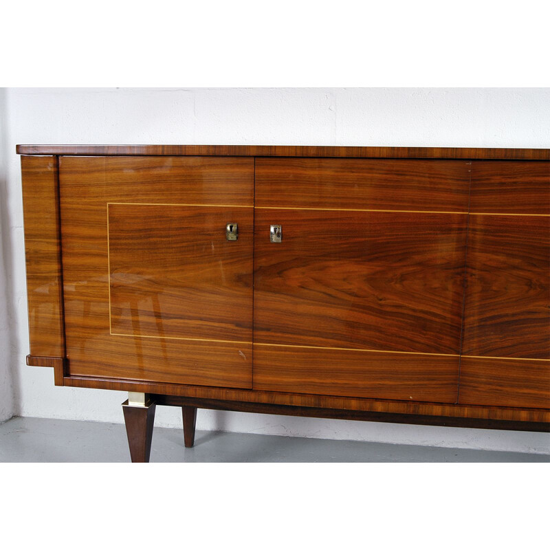 Midcentury Bowfront Sideboard in Lacquered Birch Boxwood Hardwood French 1950s