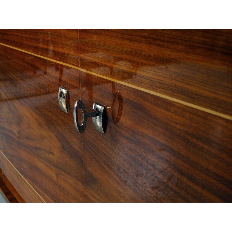 Midcentury Bowfront Sideboard in Lacquered Birch Boxwood Hardwood French 1950s