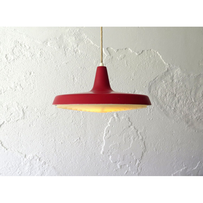 Vintage metal pendant lamp with shade Danish 1960s