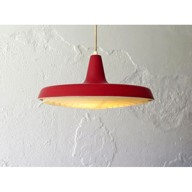 Vintage metal pendant lamp with shade Danish 1960s