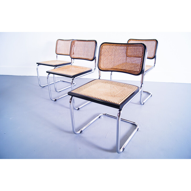 Set of 4 vintage dining chair Mart Stam for Cesca Black