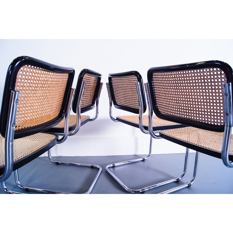 Set of 4 vintage dining chair Mart Stam for Cesca Black