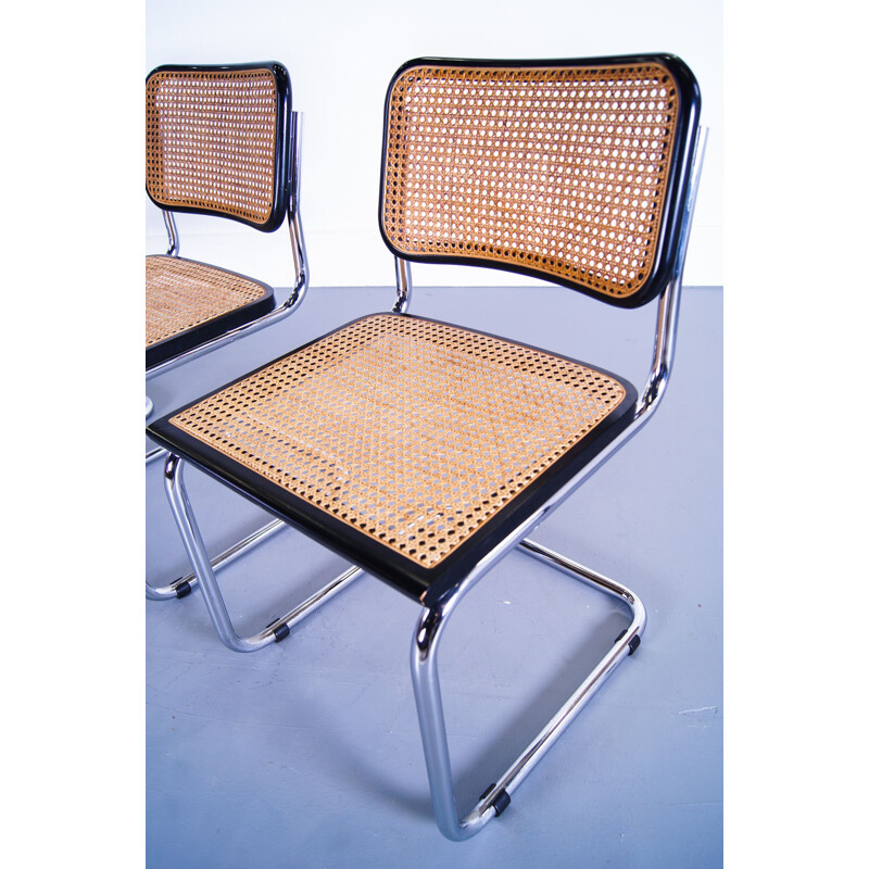 Lot de 4 chaise de repas vintage Mart Stam pour Cesca Black
