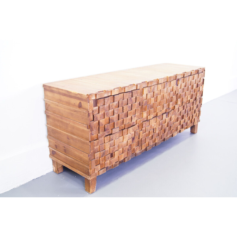 Vintage Contemporary Wooden Low Chest of Drawers