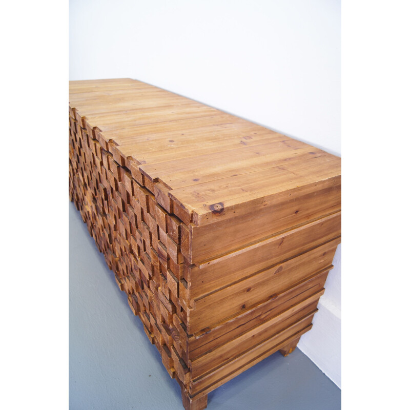 Vintage Contemporary Wooden Low Chest of Drawers