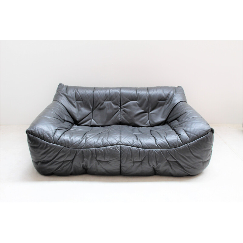 Vintage leather sofa Hans Hopfer for Roche-Bobois 1980s