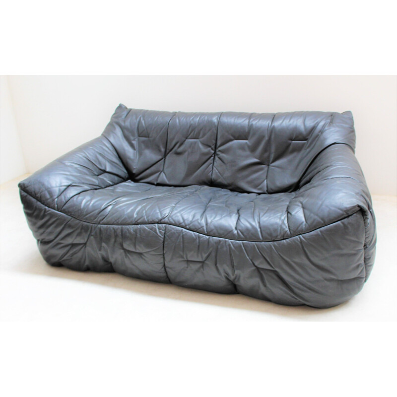 Vintage leather sofa Hans Hopfer for Roche-Bobois 1980s