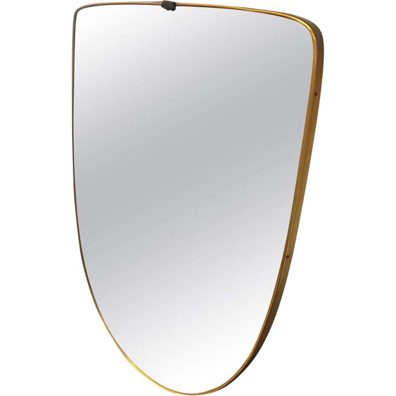 Mid-Century Modern Brass Shield Wall Mirror 1950s