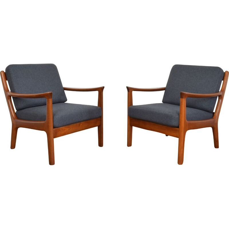 Set of 2 Mid-Century Danish Teak Lounge Chairs by Juul Kristensen 1960