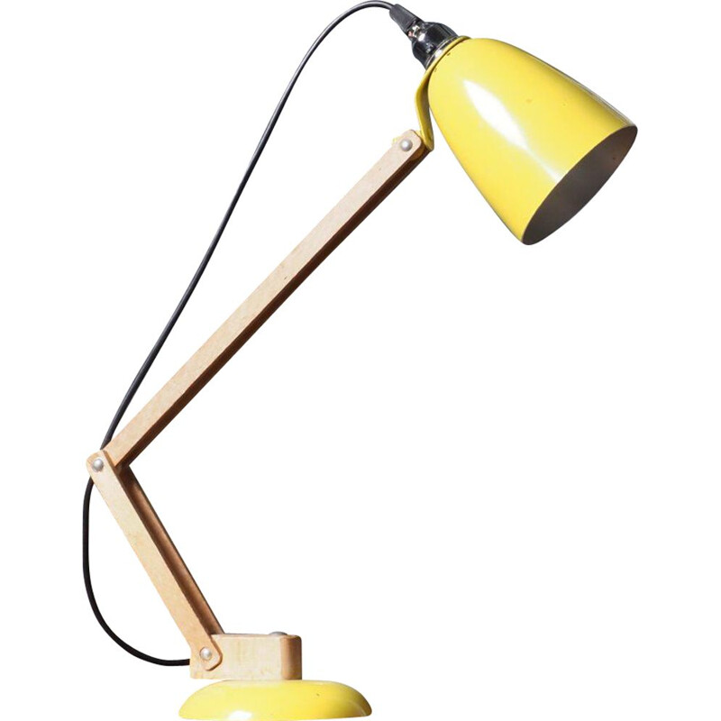 Lámpara de mesa amarilla vintage