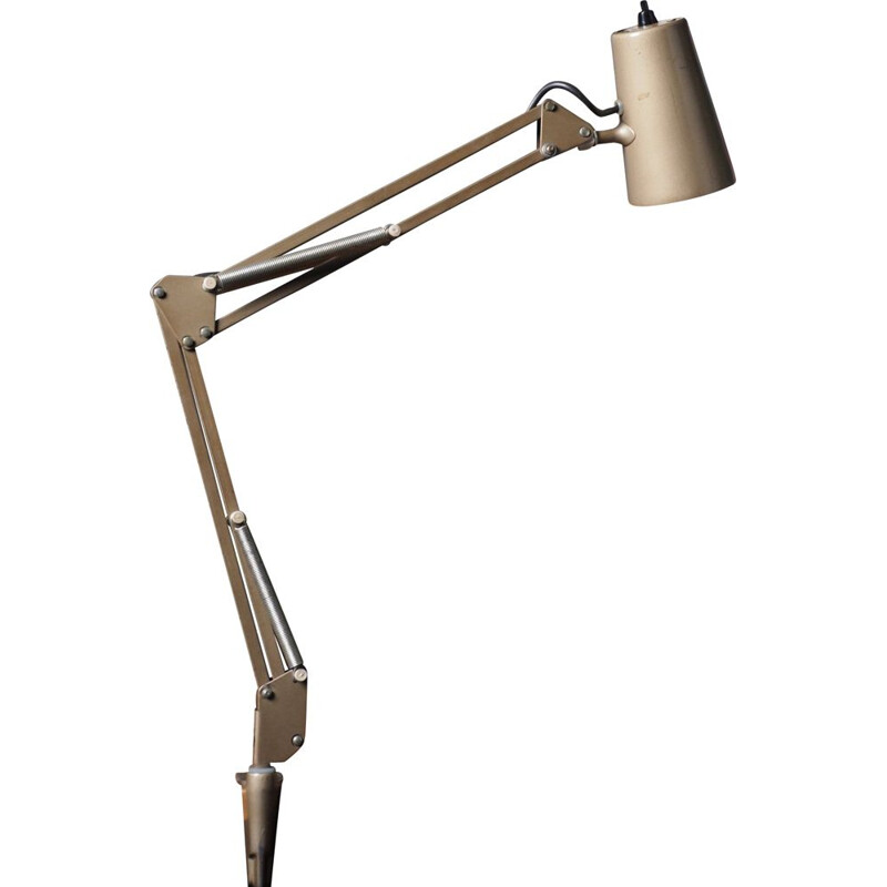 Lampe de bureau vintage industrielle à angle en métal gris-beige