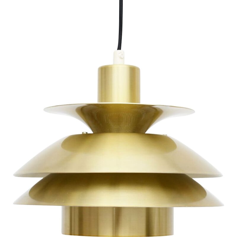Vintage Danish Pendant Lamp In Golden Brass 1960s