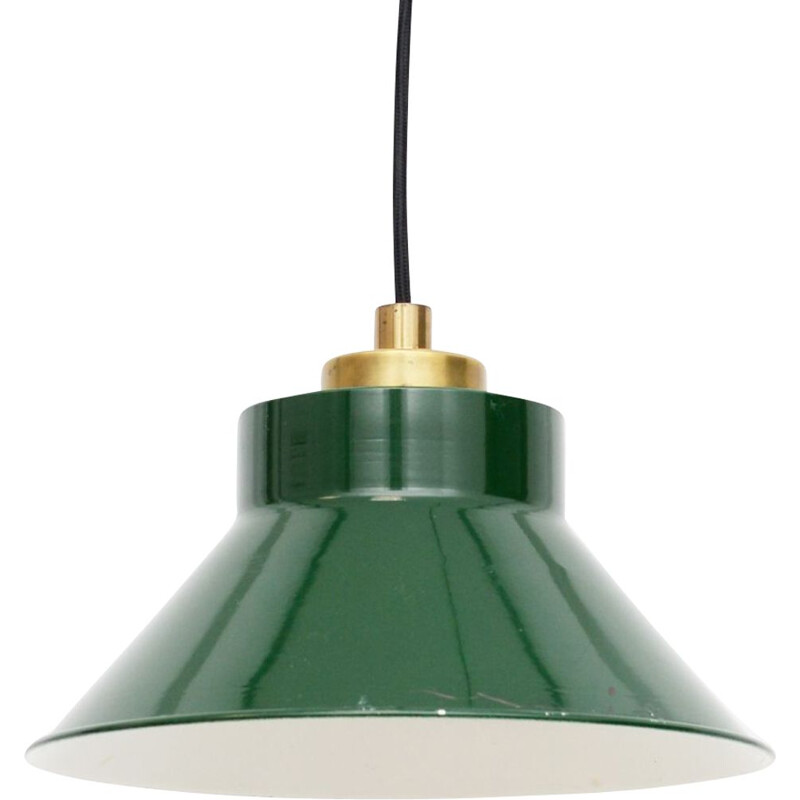 Vintage green hanging lamp Danish 1950s