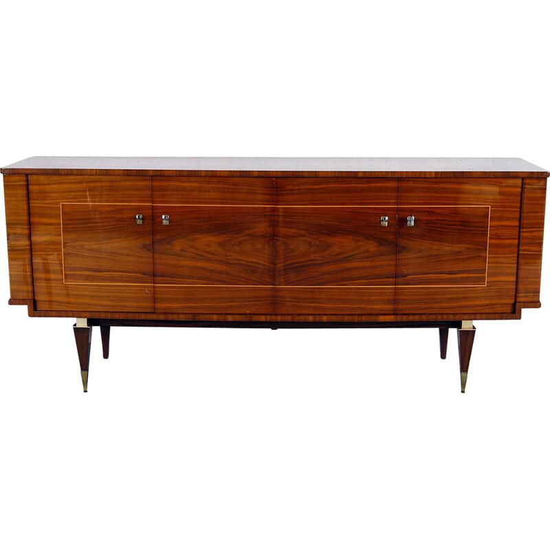 Midcentury Bowfront Sideboard in Lacquered Birch Boxwood Hardwood French 1950s