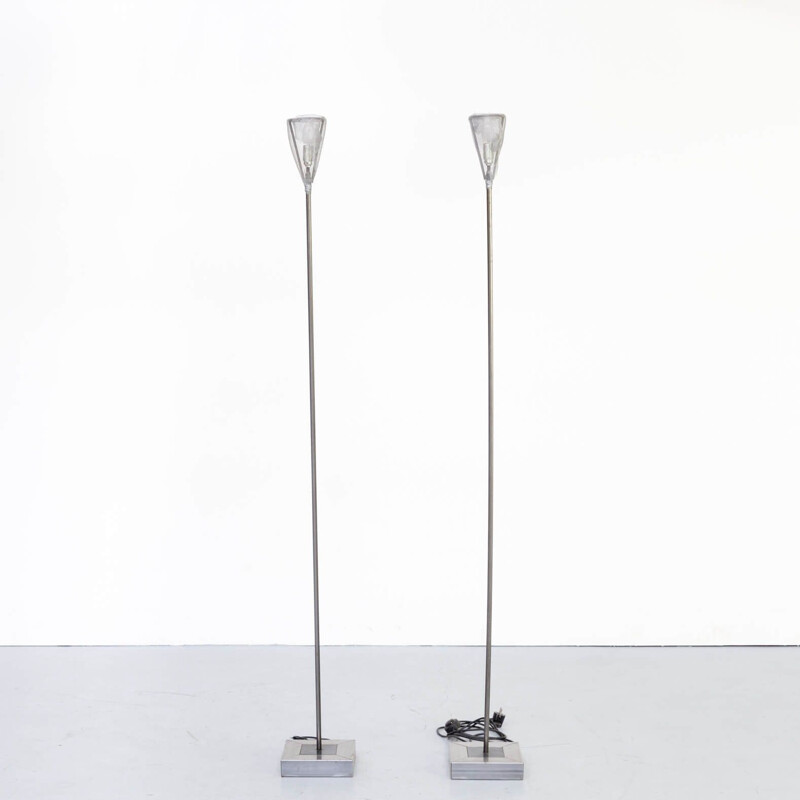 Pair of early vintage metal floor lamps by Baxter, Italy 1990