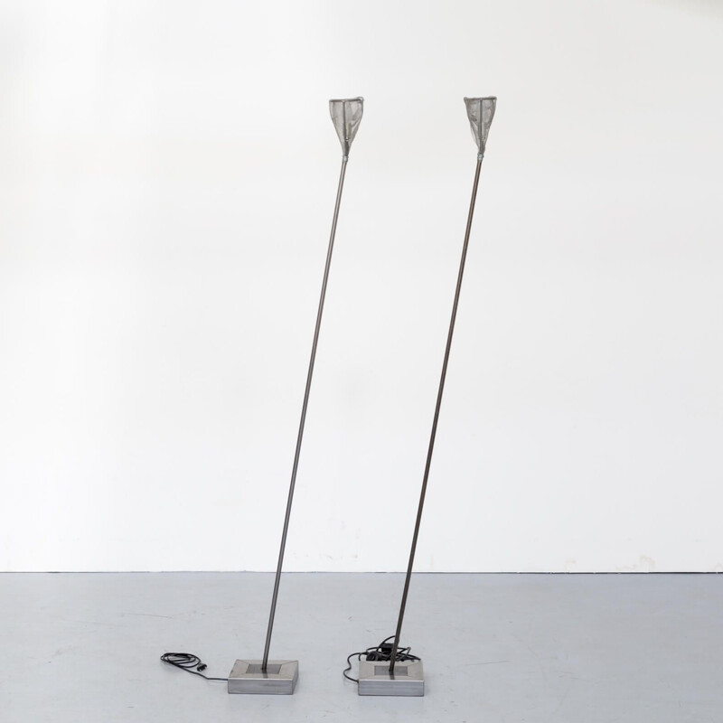 Pair of early vintage metal floor lamps by Baxter, Italy 1990