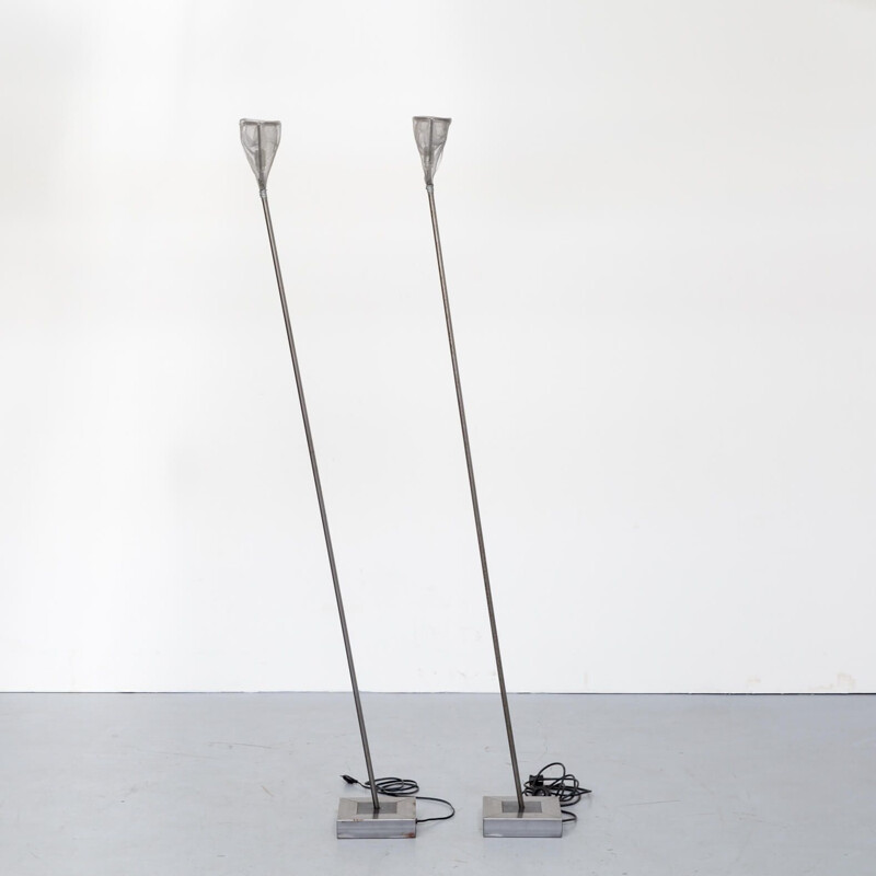 Pair of early vintage metal floor lamps by Baxter, Italy 1990