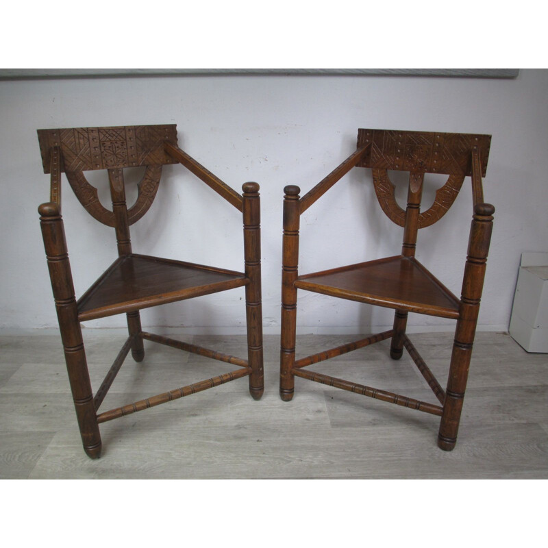 Paire de chaises vintage en chêne 1960