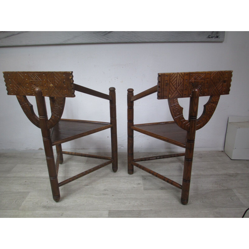 Paire de chaises vintage en chêne 1960