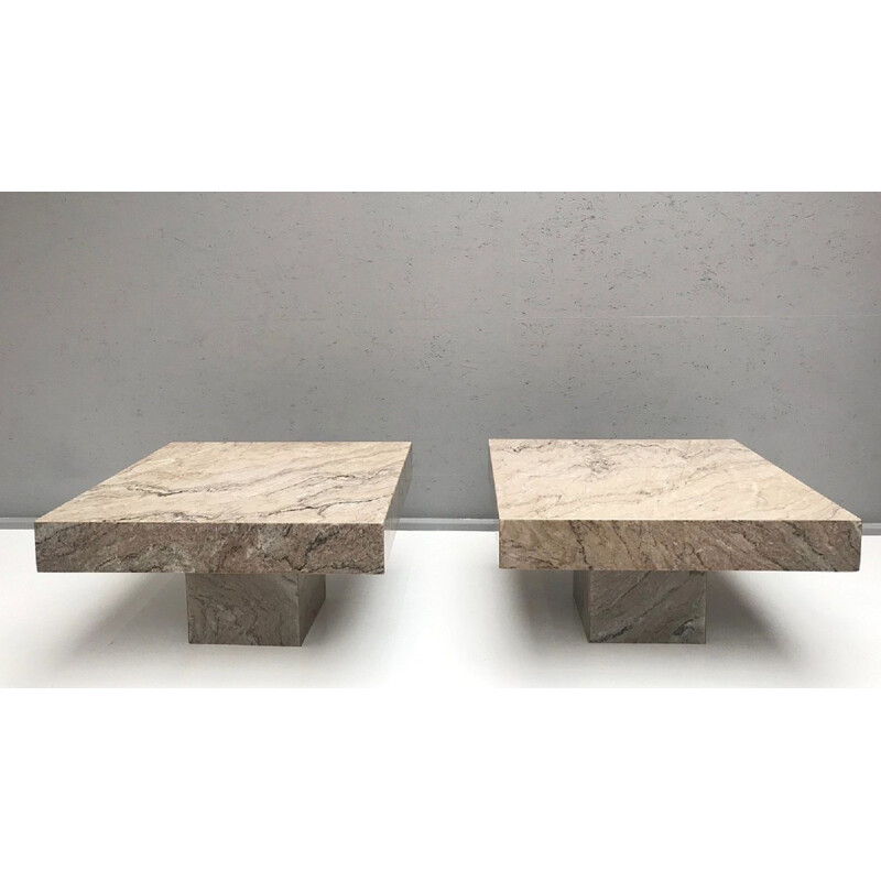 Pair of vintage marble coffee tables 