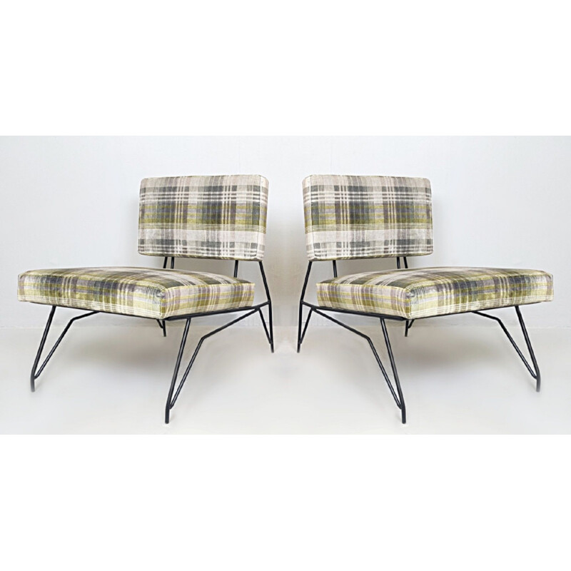 Pair of vintage lounge armchairs by Cerruti Di Lissone Italy 1950