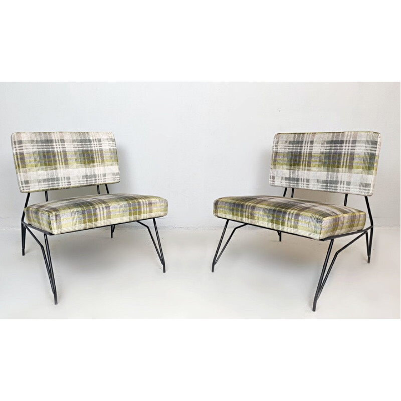 Pair of vintage lounge armchairs by Cerruti Di Lissone Italy 1950