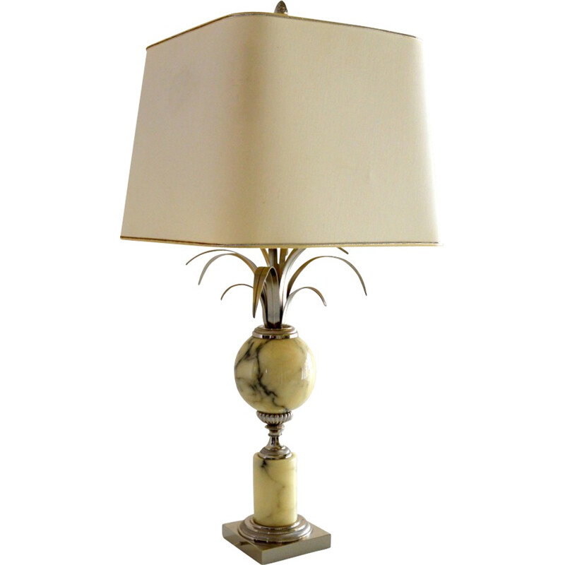 French Maison Charles table lamp in marble and gilded silver - 1970s