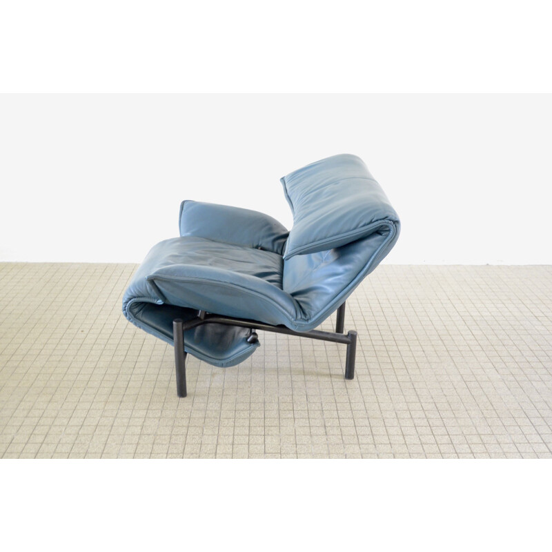 Blue vintage Cassina Veranda lounge chair by Vico Magistretti 1983