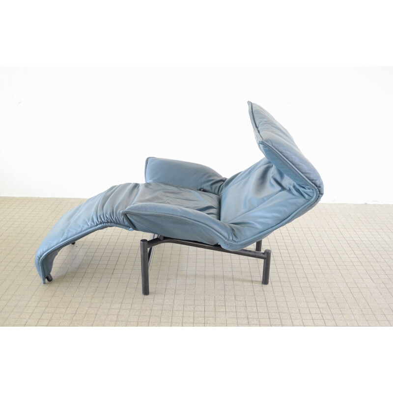 Blue vintage Cassina Veranda lounge chair by Vico Magistretti 1983