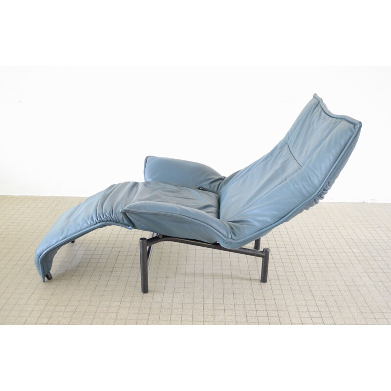 Blue vintage Cassina Veranda lounge chair by Vico Magistretti 1983