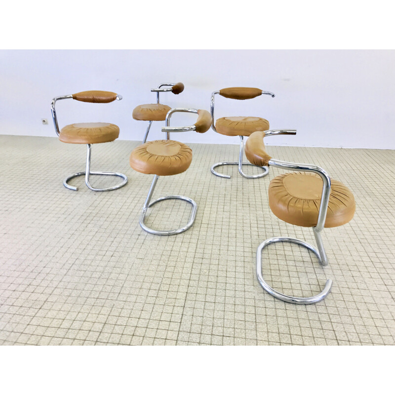 Vintage Cobra dining chairs matching table by Giotto Stoppino 1970
