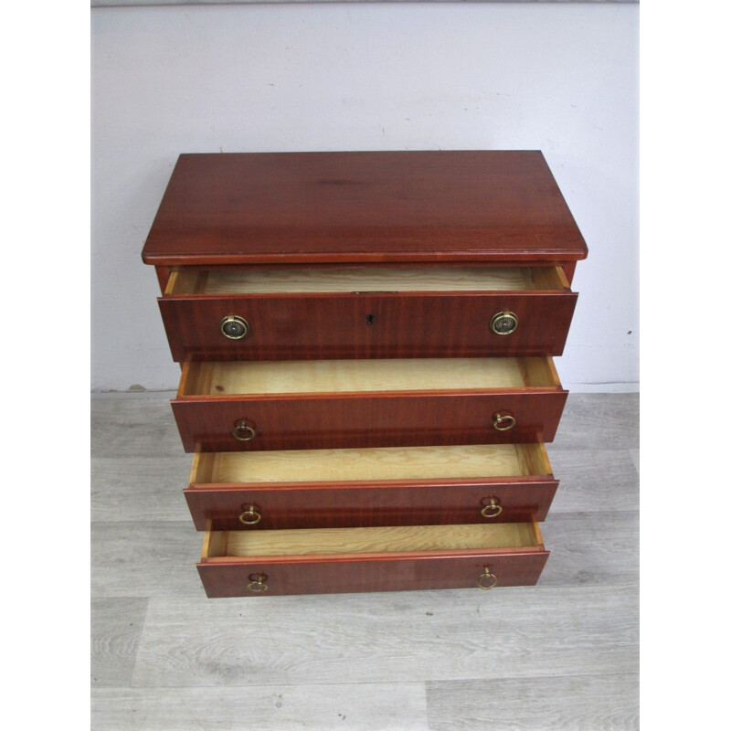 Vintage mahogany veneer chest of drawers 1960