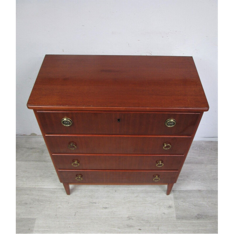 Vintage mahogany veneer chest of drawers 1960