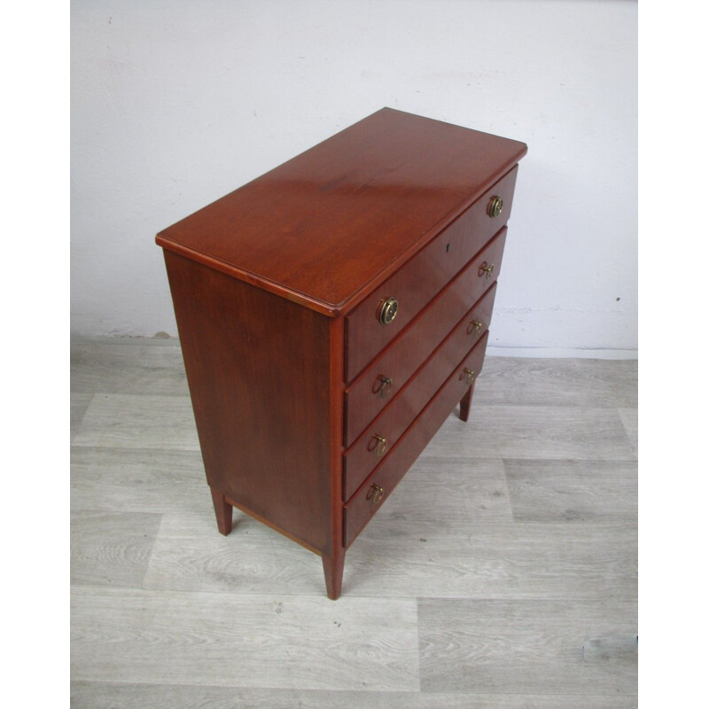 Vintage mahogany veneer chest of drawers 1960