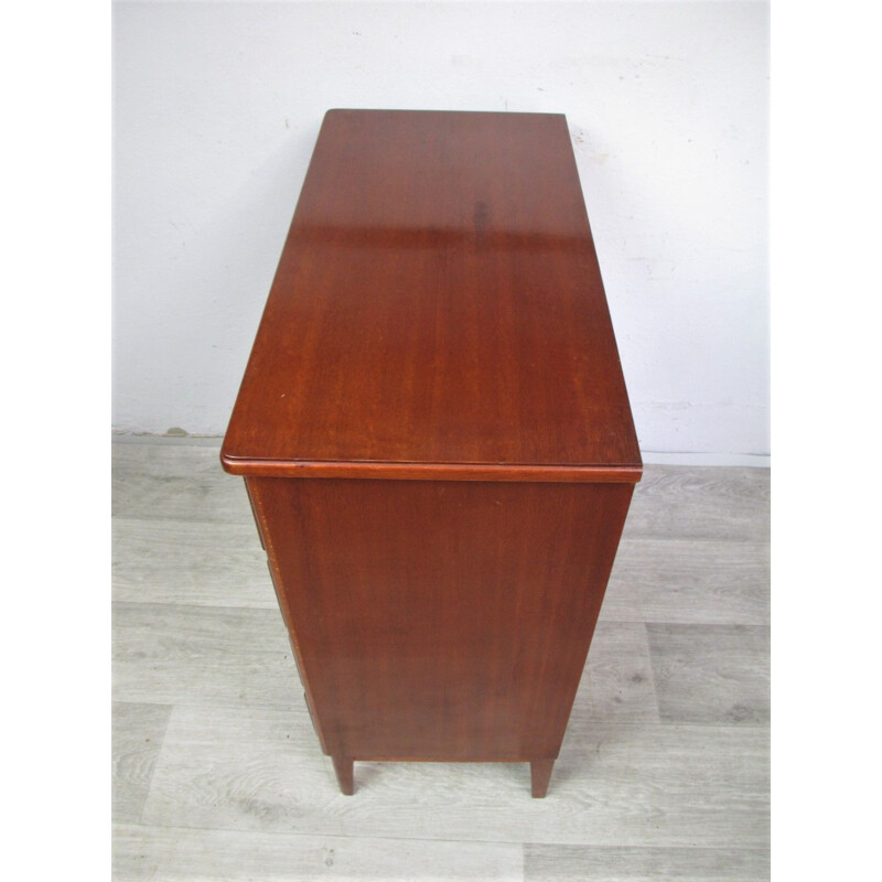 Vintage mahogany veneer chest of drawers 1960