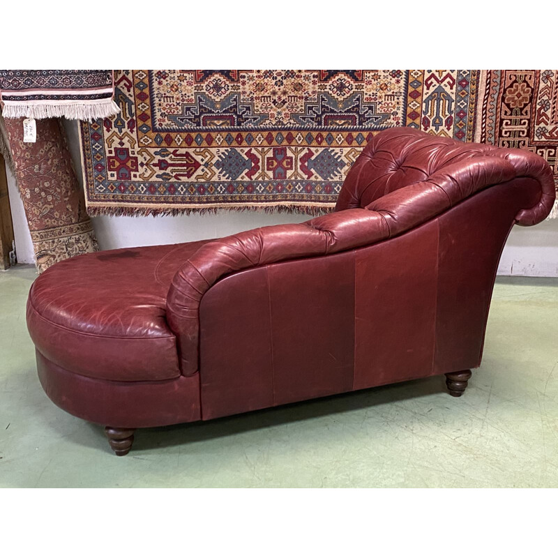 Méridienne vintage Chesterfield en cuir 1980