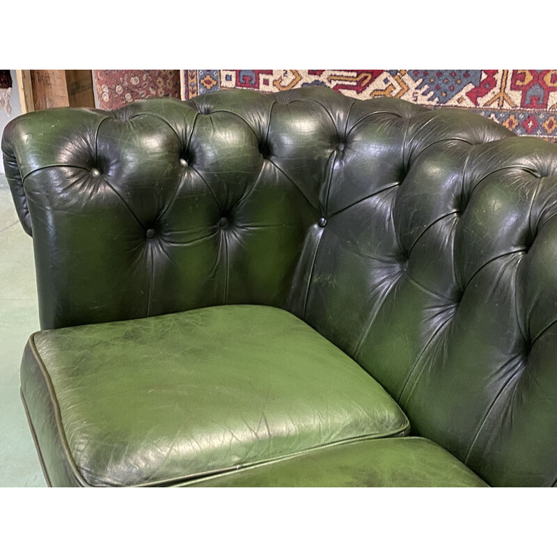 Vintage 2-seater Chesterfield leather sofa 1970