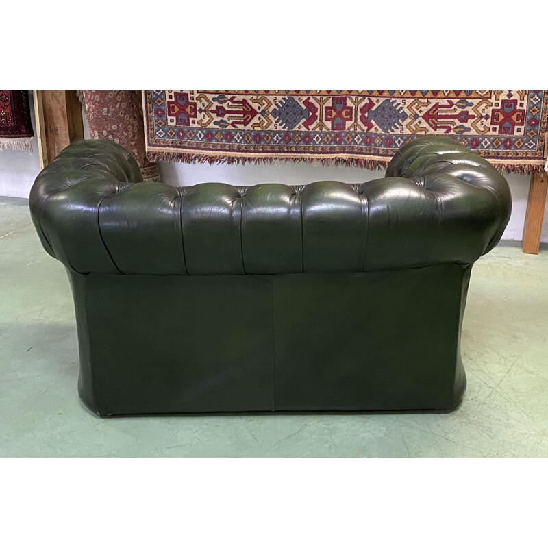 Vintage 2-seater Chesterfield leather sofa 1970